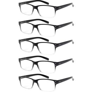 NORPERWIS Reading Glasses 5 Pairs Quality Readers Spring Hinge Glasses for Reading for Men and Women (5pcs - Black/Clear, 2.25)