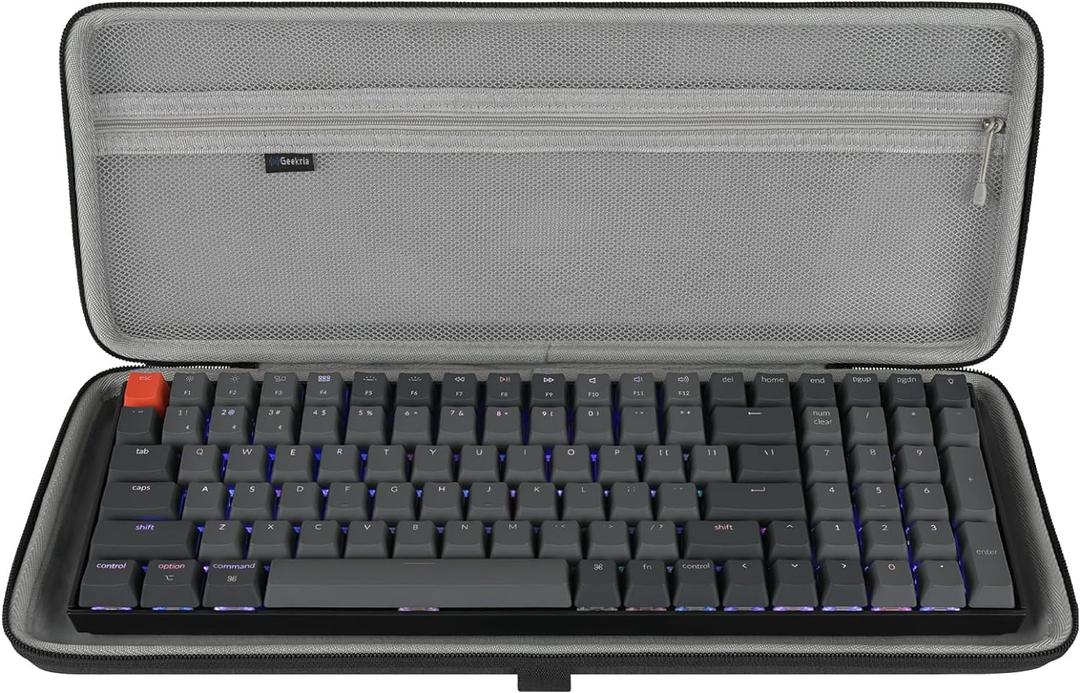 GEEKRIA 90%-96% Keyboard Case, Compatible with Keychron K4 / K4 HE, RK Royal KLUDGE RK96 / RK100, Hard Shell Travel Carrying Bag for 100keys Mechanical Gaming Keyboard (Dark Gray)