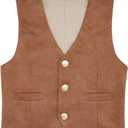 Retro Boys Western Vest Cowboy Vest Suede Leather Costume Style Casual Waistcoat 4-12 Years (7-8 Years, Brown)