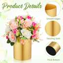 24 Pcs Gold Cylinder Vases for Wedding Centerpieces 5.1 Inch Tall Metal Flowers Vase Small Hurricane Holder for Wedding Table Centerpieces Anniversary Dining Coffee Table Party Decorations