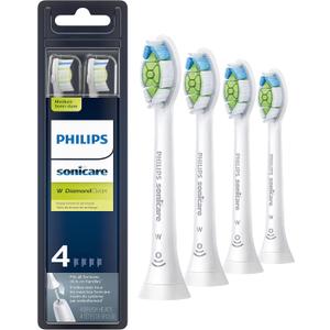 Philips Sonicare Genuine W DiamondClean Replacement Toothbrush Heads, 4 Brush Heads, White, HX6064/65