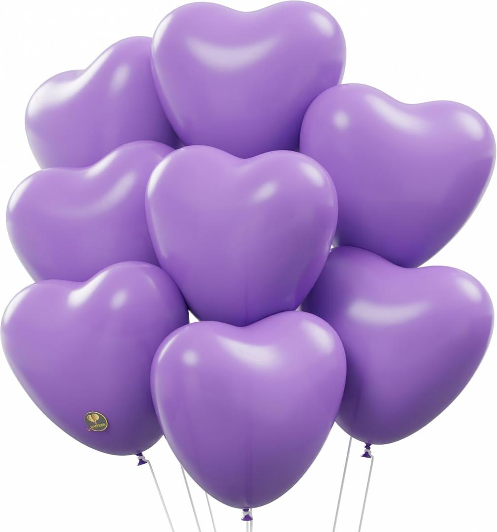 AFTERLOON® Biodegradable Balloons 24 pcs Pastel Purple 10 Inch Heart Shaped, Thickened Extra Strong Natural Latex Helium Float, Proposal Marriage Love Baby Shower Gender Reveal Wedding Bridal