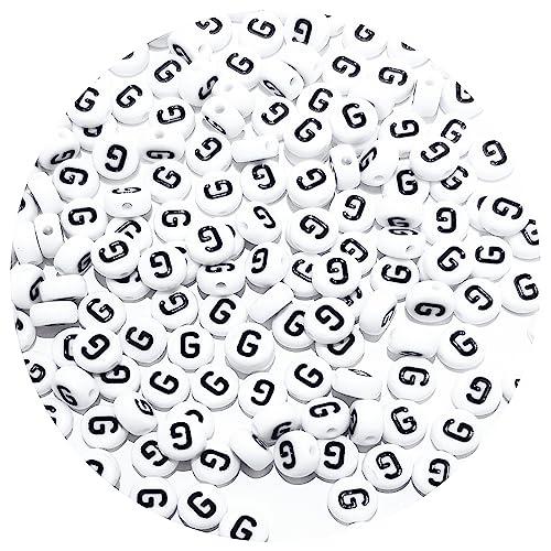 Round Letter Beads 4x7mm Acrylic Alphabet Beads G for Bracelets Making Keychain Jewelry DIY - 100pcs, Pack Of 4