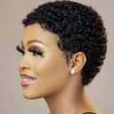Glueless Wear and Go Wig for Black Women Glueless Brazilian Kinky Short Curly Wigs for Daily Use (1B) (2 Inch)