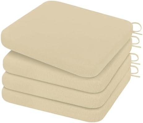 HARBOREST Chair Cushions for Dining Chairs - Non-Slip Foam Seat Cushions with Ties, Square Kitchen Chair Cushions Set of 4, 16" x 16" x 2", Beige