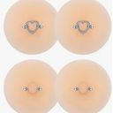 4 Pcs Silicone Nipple Covers, Reusable with Piercing Diamond Adhesive, Detachable Waterproof Adhesive Sticky Bra, Nude Nipple Pasties, for Women With Piercing