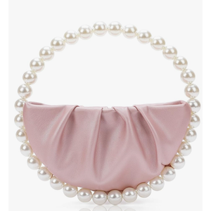 CARIEDO Pearl Soft Face Pleated Handbag Advanced Evening Bag Party Prom Bride Purse Phone Clutch Purse