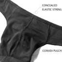 Men's Cotton Thong Sports Sexy T-back Classic Y-type Low Rise Thin Soft Lightweight Pouch Supporting (Black, L)