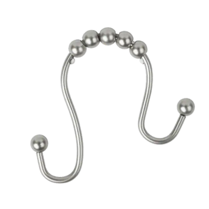 Zenna Home Easy-Glide Double Roller Shower Curtain Hooks - Brushed Nickel