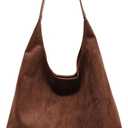 Vintage Suede Tote Bag for Women Autumn Winter 2025 Collection Retro Casual Commute Large Capacity Shoulder Bag (Coffee)