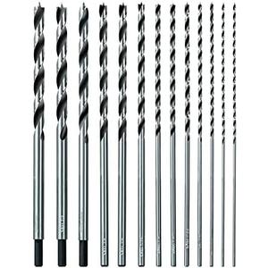 16PCS Brad Point Wood Drill Bit Set Carbon Steel Wood Drill Bit Set for Hardwood, Plywood, Plastic Round Holes in All Types of Wood Extra Long