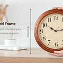 ZELVON amusediy 16-Inch Wood Wall Clock with Large Numbers, Retro Round Brown Clock Wall, Silent Non-Ticking for Living Room, Kitchen Wall Clocks