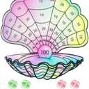 TEASIK Mermaid Dart Board for Party Games, Shell-Shaped Colorful Felt Dartboard for Under The Sea & Little Mermaid Birthday Party Decorations, Fun Kids Party Favors & Birthday Games (17.7x17.7 Inch)