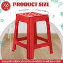 Leinuosen 6 Pcs Plastic Stool for Classroom 18 Inch Stackable School Stools Modern Portable Nesting Chair for Kids Students Classroom School Home Office (Red)