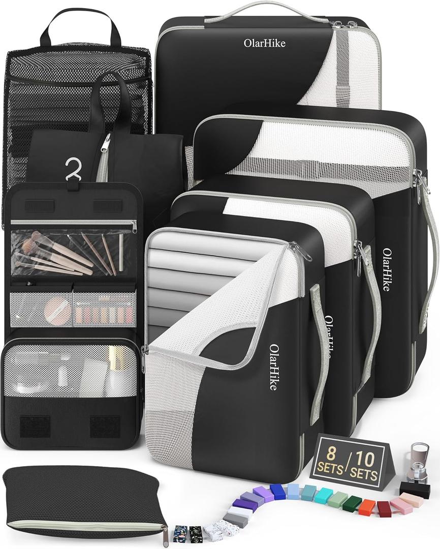 8 Set Packing Cubes for Travel, Gifts for Women Mom,Anti-Tearing Suitcase Organizer,OlarHike Vacation Essentials & Accessories for Cruise Ship