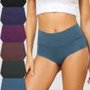 6 Pack Women's High Waist Seamless Underwear No Show Panties Full Coverage Briefs, Size: Medium