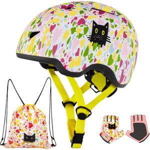 Toddler Bike Helmet with Gloves and Backpack Set, 3 Baby Infant to Kids Age Adjustable Boys Girls Bike Helmet for Bicycle/Scooter/Skateboard/Roller Skate, X-Small: 40-45 cm /15.7-17.7"