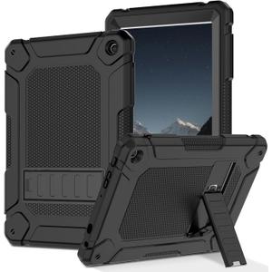 MENZO Case for 10-inch Tablet (Fit 13th Generation Only), Layer Duty Shockproof Rugged Case with Kickstand, Black