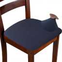 Chair Seat Covers Set of 6 Stretch Navy Blue Chair Covers for Dining Room Square Removable Washable Chair Protector Seat Cushion Slipcovers for Kitchen Office