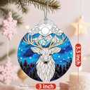 4 x Christmas Ornaments: Stained Glass Ornament, Christmas Tree Ornament, Hanging Ornaments for Home Decor & Xmas Tree Decorations Exquisite Holiday Decor, Gifts & Holiday Present - Deer