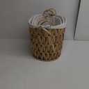 Household Essentials Round Wicker Laundry Basket with Handles, Whimsical Water Hyacinth Basket, Supportive Metal Frame, Removable Polyester Liner, Handwoven, Well-Structured and Versatile, Natural