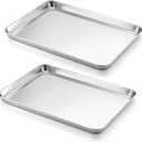 Onader Baking Cookie Sheet Set, 20 x 14 Inch Stainless Steel Large Baking Sheet Pan, 1 Inch Deep Metal Oven Pan Tray for Oven, Easy Clean & Dishwasher Safe, 2-Pack