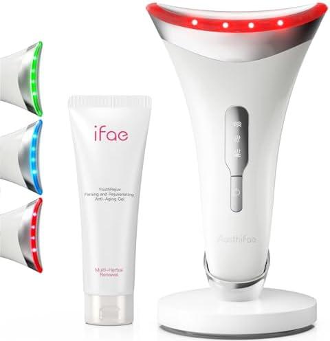 Red Light Therapy for Face and Neck, Renewal Face Lift Device with Vibration Tech, 3 in 1 Face Massager Tool with Thermals, True Beauty Glow Facial Sculptor for Wrinkles, Double Chin-White