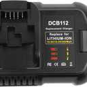 Fast Battery Charger DCB112 for Dewalt 10.8V 14.4 V 20V 60V Lithium-ion Battery DCB101 DCB105 DCB115 DCB107, Fit DCB120 DCB127 DCB206 DCB205 DCB204 (Single)