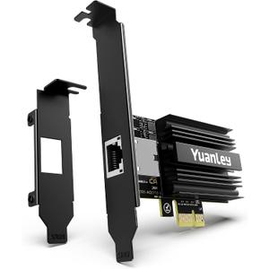 10G PCIe Network Card, YuanLey 10G Base-T Ethernet Card with Marvell AQC113 Conrtoller, PCIE to 10Gb RJ45 Ethernet Adapter NIC Compatible with PCI Express X1,X4,X8,X16, for Windows 10/11, Linux OS