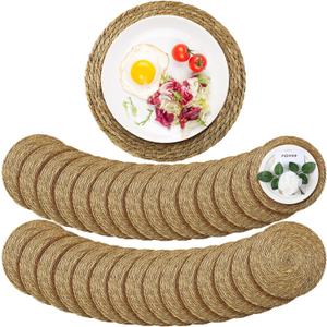 Colingmill 60 Sets 13 Inch Round Woven Placemats Bulk Farmhouse Boho
