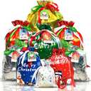 Diamerd 38PC Christmas Drawstring Gift Bags with Tags, Assorted Sizes for Xmas Party Favors & Holiday Present Wrapping, Small/Medium/Large