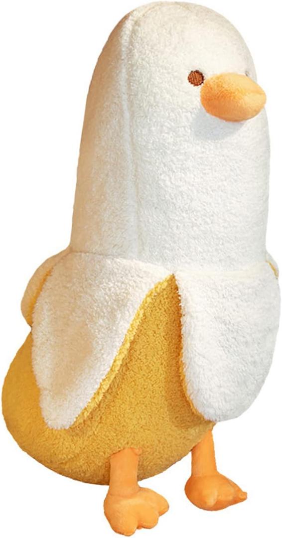 PEACH CAT Banana Duck Plush Toy Cute Plushie Hugging Plush Pillow Duck Stuffed Animal for Girls and Boys White 19.7"