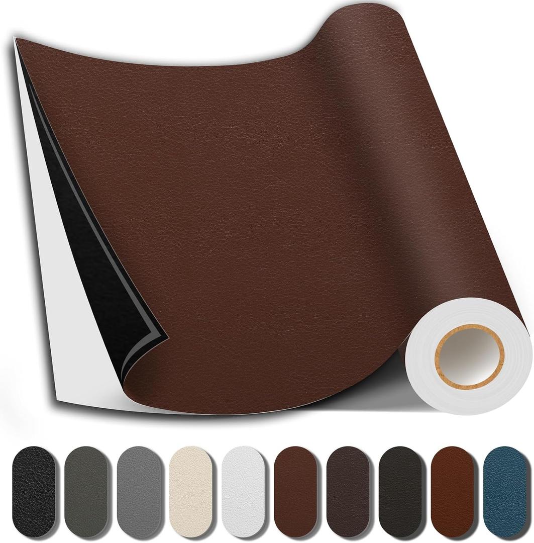 Leather Repair Patch, Self Adhesive Leather Repair Kits, DIY Large Patches for Couches, Furniture, Kitchen Cabinets, WallBrown, 35X79 Inch