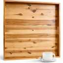TIDITA 24 x 24 inch Acacia Wood Square Ottoman Tray Large Wooden Tray for Ottoman, Extra Large Ottoman Tray for Living Room, Coffee Table & Decorative Use (Acacia Color)