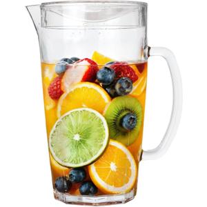 Lily's Home Break-Resistant Plastic Pitcher with Lid, Food Safe and BPA-Free, Sturdy and Ideal for Indoor or Outdoor Use for Lemonade, Beer or Water, Iced Tea, Classic Design (64 oz)