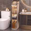 BGYMF 4-Tier Slim Bathroom Storage Cabinet with Drawers,Movable,White