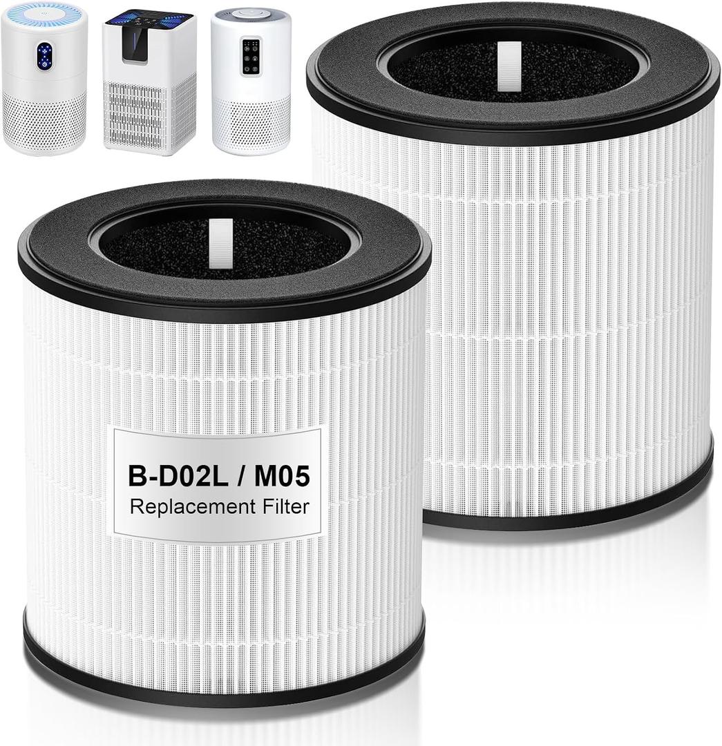 B-D02L/M05 Replacement Filter, Compatible with MOOKA B-D02L & M05 Air Filter, for VEWIOR B-D02U, for KOIOS B-D02L,Activated Carbon Filter for MOOKA B-D02L Replacement Filter, 2 Pack