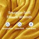 Ultra Soft Fleece Blanket Throw Size - Flannel Fleece Luxury Throw Blanket - Lightweight for Couch Bed Chair - Thick, Warm and Breathable - All Season Cozy Fuzzy, Anti-Static Microplush Bedding, Gold