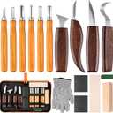 26 IN 1 Wood Carving Tools Kit for Beginners, Complete Woodworking Tools Set Including 4 Wood Knives and 6 Chisels, Wood Whittling Starter Kit for Woodworking DIY Hobby Projects