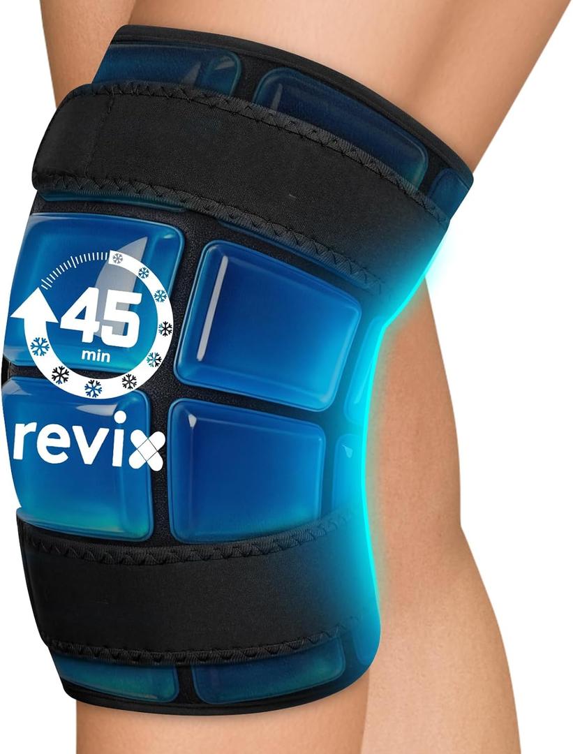 REVIX Knee Ice Pack Wrap, 45-Minute Long-Lasting Ice Pack for Knees with Ice Grid Gel Design, Reusable Gel Ice Wrap for Meniscus Tear, ACL, Cold Therapy for Elbows, Calves & Legs (12" 9.5")