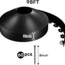 AGTEK 98FT Plastic Landscape Edging Kit 3inch Height No-Dig Garden Edging Border Lawn Edging Roll for Flower Bed Lawn Yard, Black, with 60 Anchoring Spikes