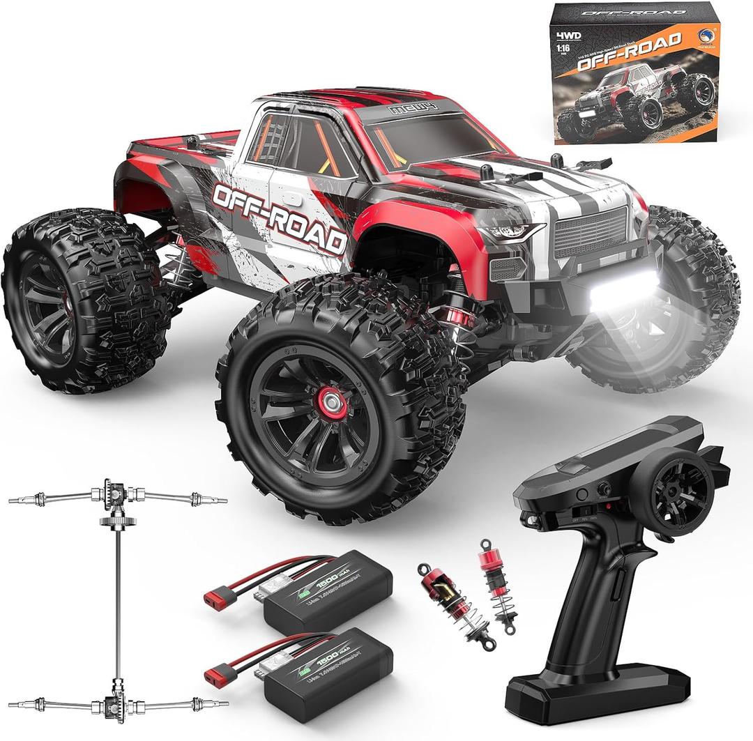 MEW4 1/16 4X4 RC Offroad Truck - RTR Durable Beginner RC Car, High Speed 38 Km/h, Remote Control Monster Truck with 2 1500 mAh Batteries,Gifts for Adult