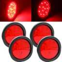 OGATOO 4 PCS Red Round 4 Inch Trailer Tail Lights for Truck with Sealed Flush Mount Grommet Plug Connector, 12 LED 12V IP65 Waterproof Stop Brake Turn Lights for RV Tractor Van Pickup UTV
