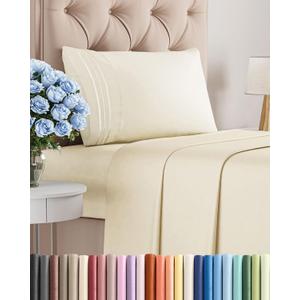 Twin XL Size 3 Piece Sheet Set - Comfy Breathable & Cooling Bed Sheets Set - Hotel Luxury Bedding for Women, Men, Kids, Teens, Boys & Girls - Deep Pockets, Soft, Wrinkle Free - Oeko-Tex - Off White