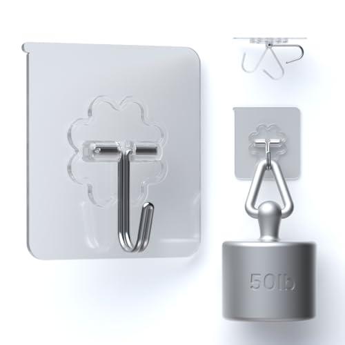 DDMY 15 Packs Hooks for Hanging 50lb Wall Hooks Transparent Reusable Waterproof Adhesive Hook for Kitchen Curtain, Towel Hook for Bathrooms, Heavy Duty Self Coat Hook for Walls No Damage DDMY 15 Packs Hooks for Hanging 50lb Wall Hooks Transparent Reusable Waterproof Adhesive Hook for Kitchen Curtain, Towel Hook for Bathrooms, Heavy Duty Self Coat Hook for Walls No Damage