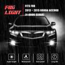 Driving Fog Lights Lamps Replacement for Honda Accord 2013 2014 2015 4-door Sedan with H11 12V 55W Halogen Bulbs HO2593132 HO2592132 (Clear Lens)