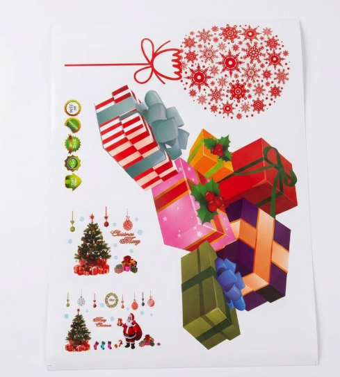 Christmas Tree Wall Stickers Xmas Fireplace Wall Decals Peel and Stick Party Decoration