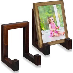 Soaoo 2 Pcs Wooden Plate Stand for Display Picture Stands Frame Holder Easel 8 Inch Table Top Easels Decorative Plaque Stand Home Decor for Display Picture, Plate, Book, Art, Photo(Brown)