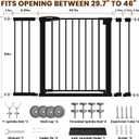 Mumeasy 29.6-46" Baby Gate for Stairs, Pressure Mounted Dog Gate for Doorways, Auto Close Pet Gate for Indoor Use, Extra Wide Child Gate with Walk Thru Door Black, Mom's Choice Awards Winner