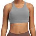 Aoxjox Women's Workout Sports Bras Fitness Medium-High Cross Back Sporty Bra Yoga Crop Tank (Grey, X-Small)